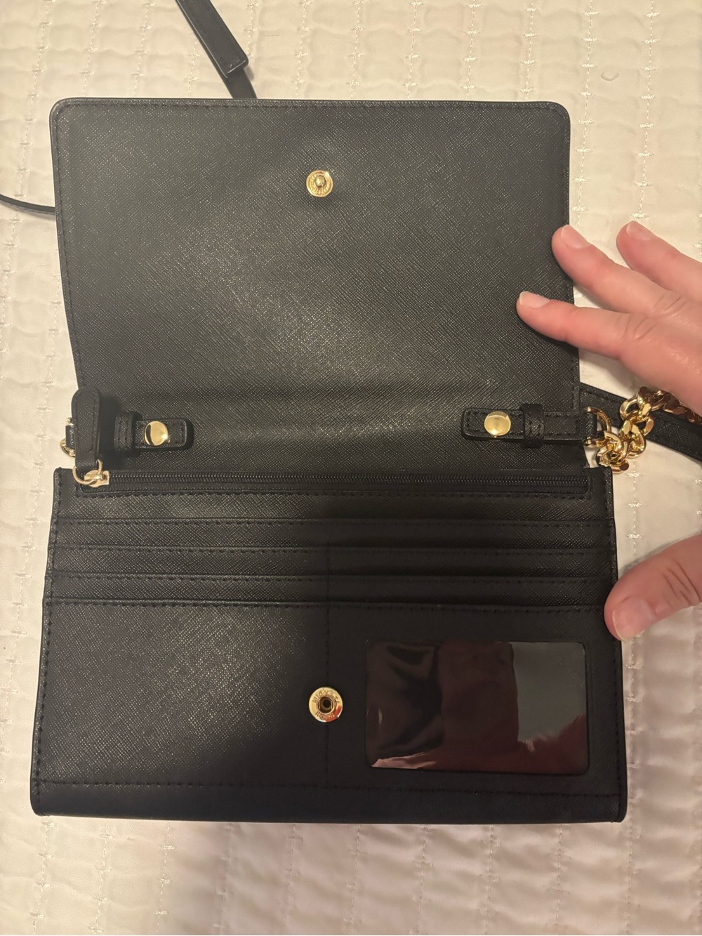 Michael Kors Black Saffiano Leather Crossbody with Gold Chain - Picture 4 of 4